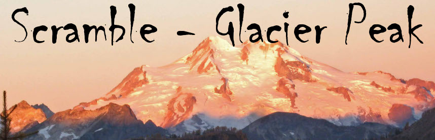 Graphic header for Scramble Glacier Peak with image of peak