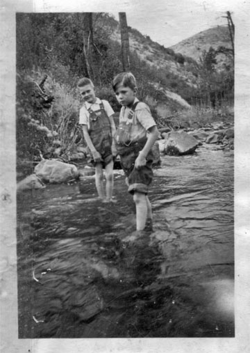 Jim and Don wading in Manns Creek