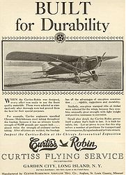 Early advertisement for Cutiss Robin airplane