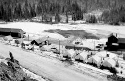 Tents for workers at Stibnite