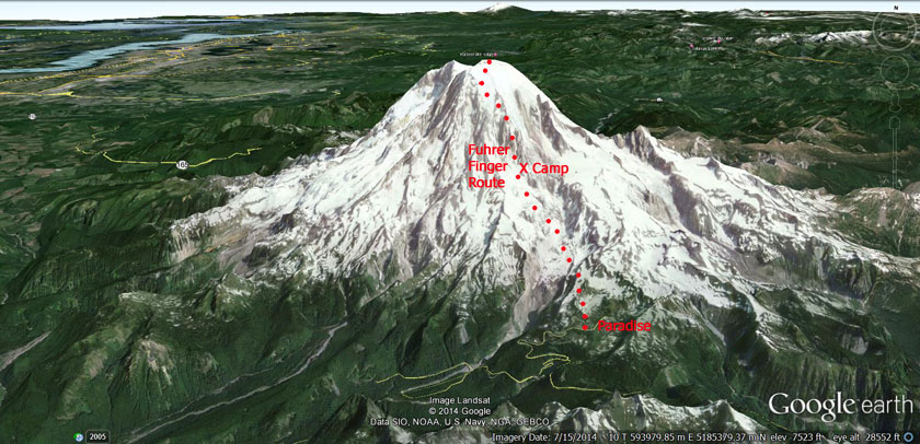 Fuhrer Finger route Climbing Mt Rainier
